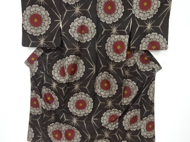 大正ロマン 華紋模様織出し本場泥大島紬着物(5マルキ)